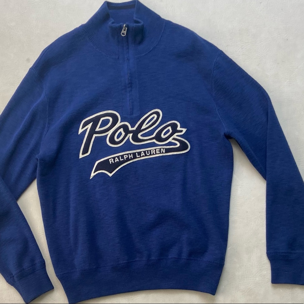Polo Ralph Lauren Green Script Half Zip Sweater
